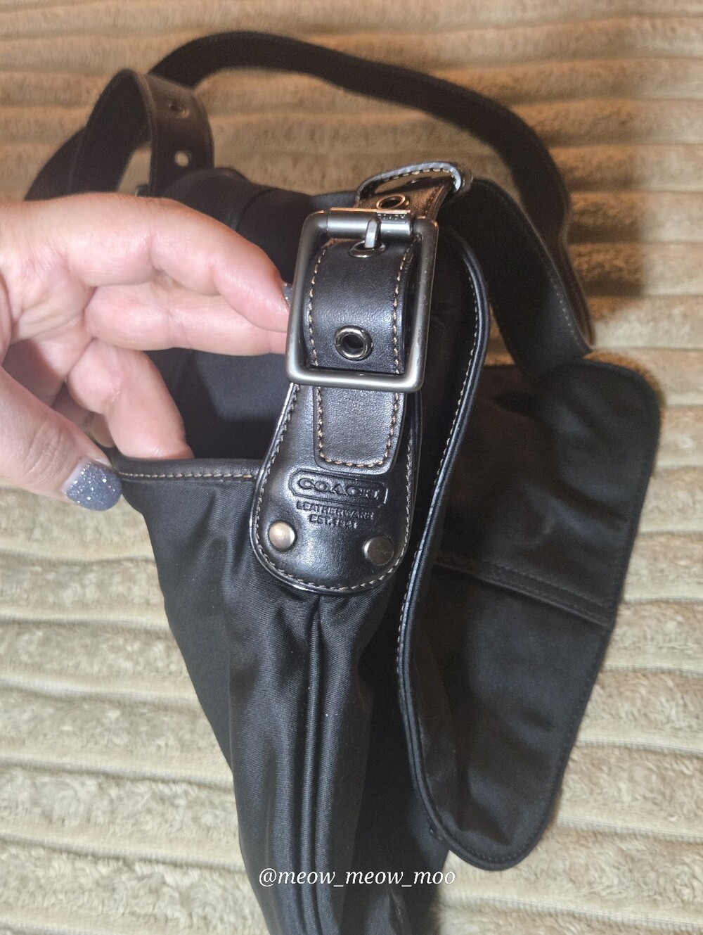 Black Coach Courier Nylon Leather Messenger Bag 2003